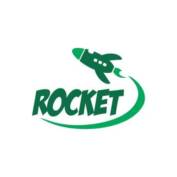 Simple rocket launcher space ship vector logo Stock Illustration