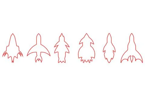 Simple rocket outline illustration design set Stock Illustration
