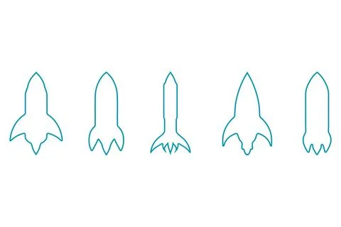 Simple rocket outline illustration design set Stock Illustration