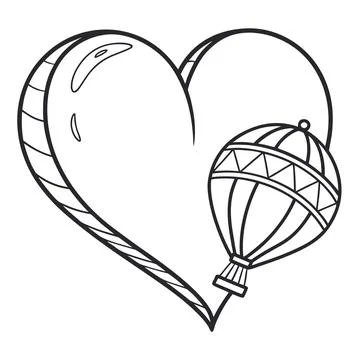 Simple Romantic Heart Shape Outline Graphic Stock Illustration