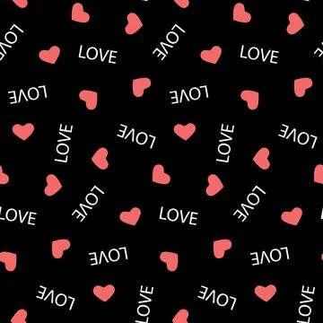 Simple romantic seamless pattern for valentine's day design, pink heart on bl Stock Illustration