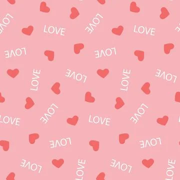 Simple romantic seamless pattern for valentine's day design, pink heart and.. Illustrazione stock