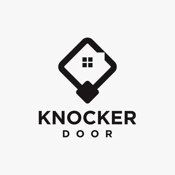 Simple rooftop home knocking door logo icon vector template Stock Illustration