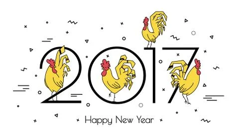 Simple Roosters new 2017. Stock Illustration