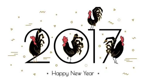 Simple Roosters new 2017. Stock Illustration