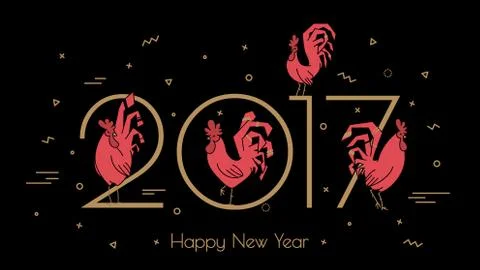 Simple Roosters new 2017. Stock Illustration