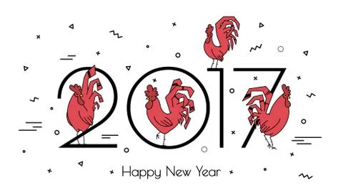 Simple Roosters new 2017. Stock Illustration