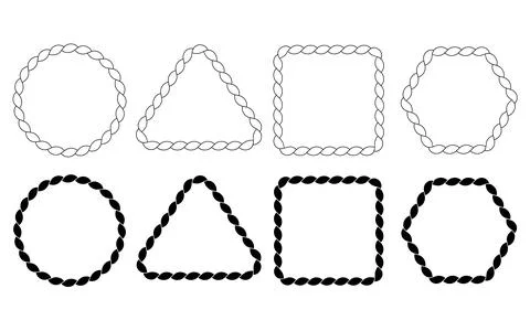 Simple rope frame set, circular, triangular, square and hexagonal Stock Illustration