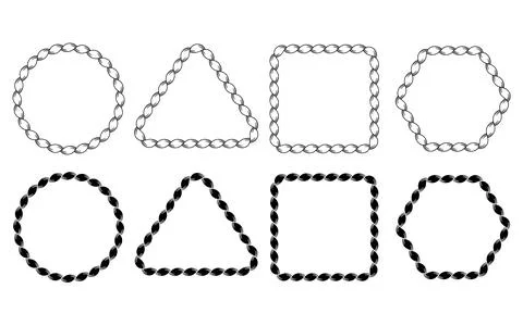 Simple rope frame set, circular, triangular, square and hexagonal 스톡 일러스트