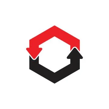 Simple rotation arrows hexagonal symbol vector Stock Illustration