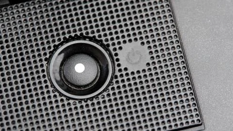 Simple round circle generic laptop computer power on off button key high an.. Stock Photos