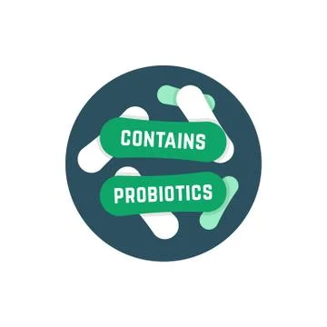 Simple round contains probiotics logo Stock Illustration