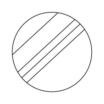 Simple round frameless mirror with reflection, doodle style flat vector outline Illustrazione stock