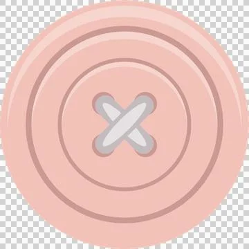 A simple, round, light pink button with four holes stitched with a light gr.. Stock Illustration
