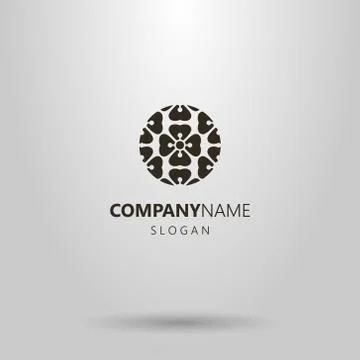 Simple round logo of the pattern of flowers Stock Illustration