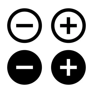 Simple round minus and plus icon set. Vector. Stock Illustration