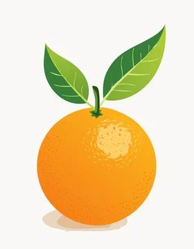 Simple round orange with dotted skin and minimal shading, topped with leafy.. Stock Illustration