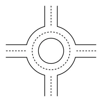 Simple Roundabout Road Intersection Diagram Stockillustratie