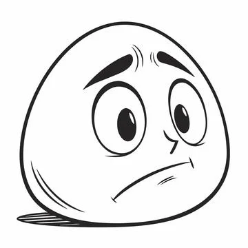 Simple Rounded Abstract Emoji Face with Expression Stock Illustration