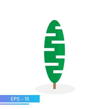 Simple rounded christmas tree in green color. Modern illustration. Flat vector Stock Illustration