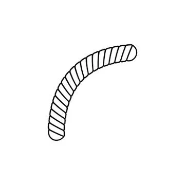 Simple rounded edge part of twisted rope, black and white line illustration of Illustrazione stock