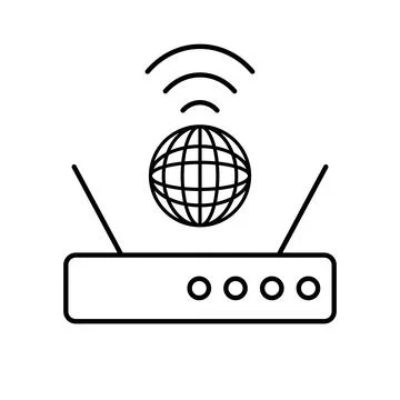Simple router and internet browser icon. Vector. Stock Illustration