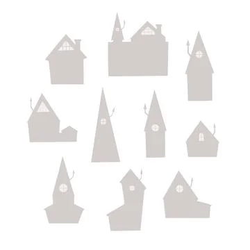 Simple rural house silhoutte. Vector set of villas shape. Illustrazione stock