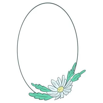 Simple rustic oval frame with chamomile Stock Illustration