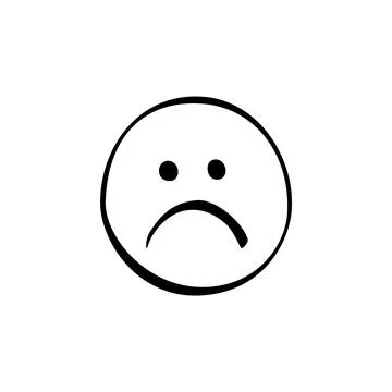 A simple sad face icon portrays a frown with two eyes and a downward curve fo Stock Illustration