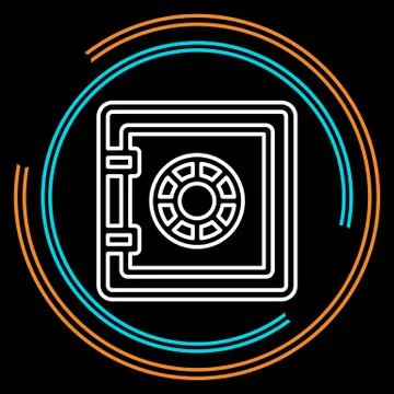 Simple Safe Thin Line Vector Icon Stock Illustration