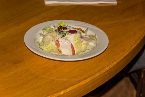 Simple salad in the restaurant. Stock Photos