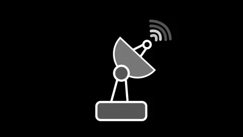 Simple satellite dish icon with wireless signal waves showing communication.. Stock Footage 337079630