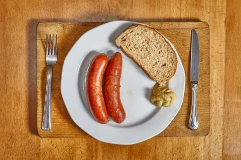 Simple sausages dinner Stock Photos