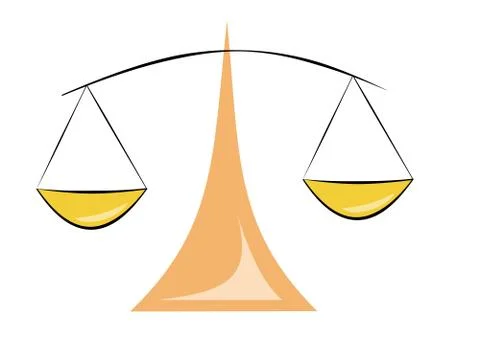 Simple Scales icon With two gold bowls Stock Illustration
