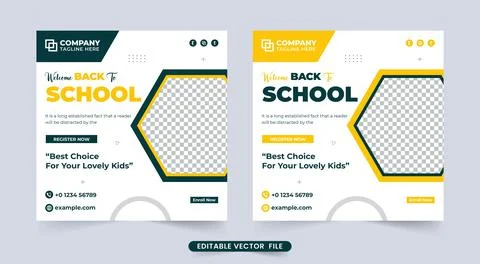 Simple school admission template vector with abstract shapes. Academic course Stock Illustration