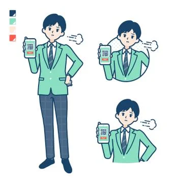 Simple school boy Green Blazer cashless-trouble 스톡 일러스트