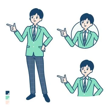 Simple school boy Green Blazer commentary Illustrazione stock