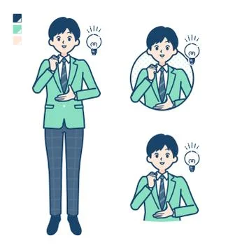 Simple school boy Green Blazer idea Illustrazione stock