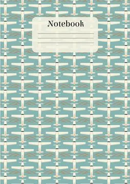Simple school notebook cover. Diary cover page design aircraft planes illus.. Stock Illustration