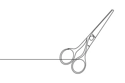 Simple scissors outline continuous line drawing isolated on white background Stock Illustration