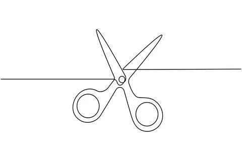 Simple scissors outline continuous line drawing isolated on white background Stock Illustration