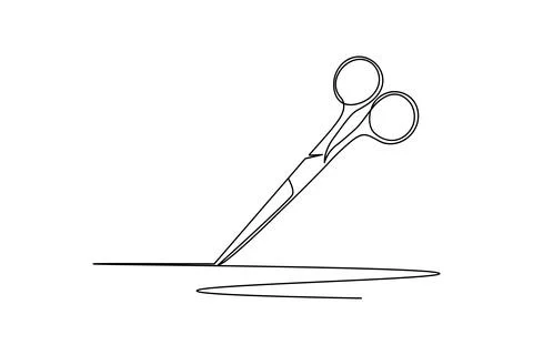 Simple scissors outline continuous line drawing isolated on white background Stock Illustration