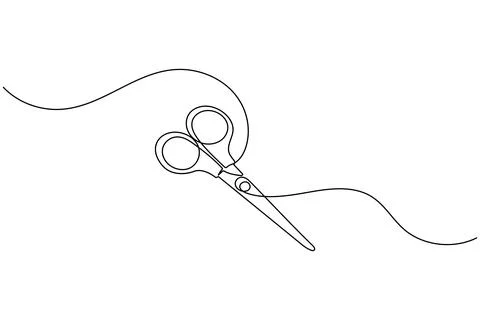 Simple scissors outline continuous line drawing isolated on white background Stock Illustration