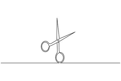 Simple scissors outline continuous line drawing isolated on white background Stock Illustration