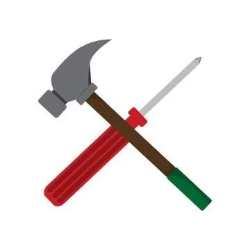 Simple Screwdriver Hammer Cross Drawing Vector Illustration Graphic Stock Illustration