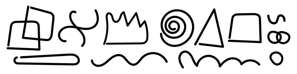 Simple scribble. Trendy design with line doodle shapes. Abstract shapes vector  Illustrazione stock