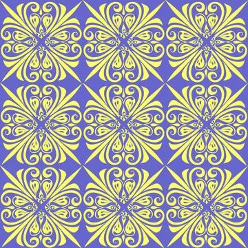 Simple seamless abstract blue and yellow pattern, texture イラスト素材