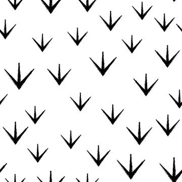 Simple seamless abstract pattern with sylized bird footprints . Vector illust Stock Illustration