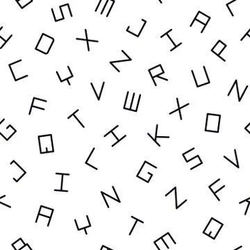 Simple seamless alphabet pattern. Minimalistic repeatable white background with Stock Illustration