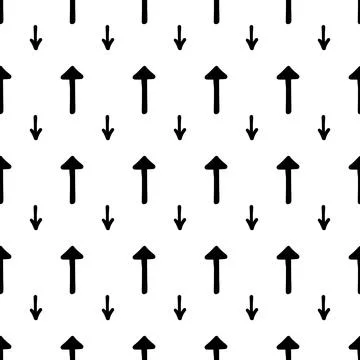 Simple seamless arrow pattern - doodle style. Hand drawn design - vector endless Illustrazione stock